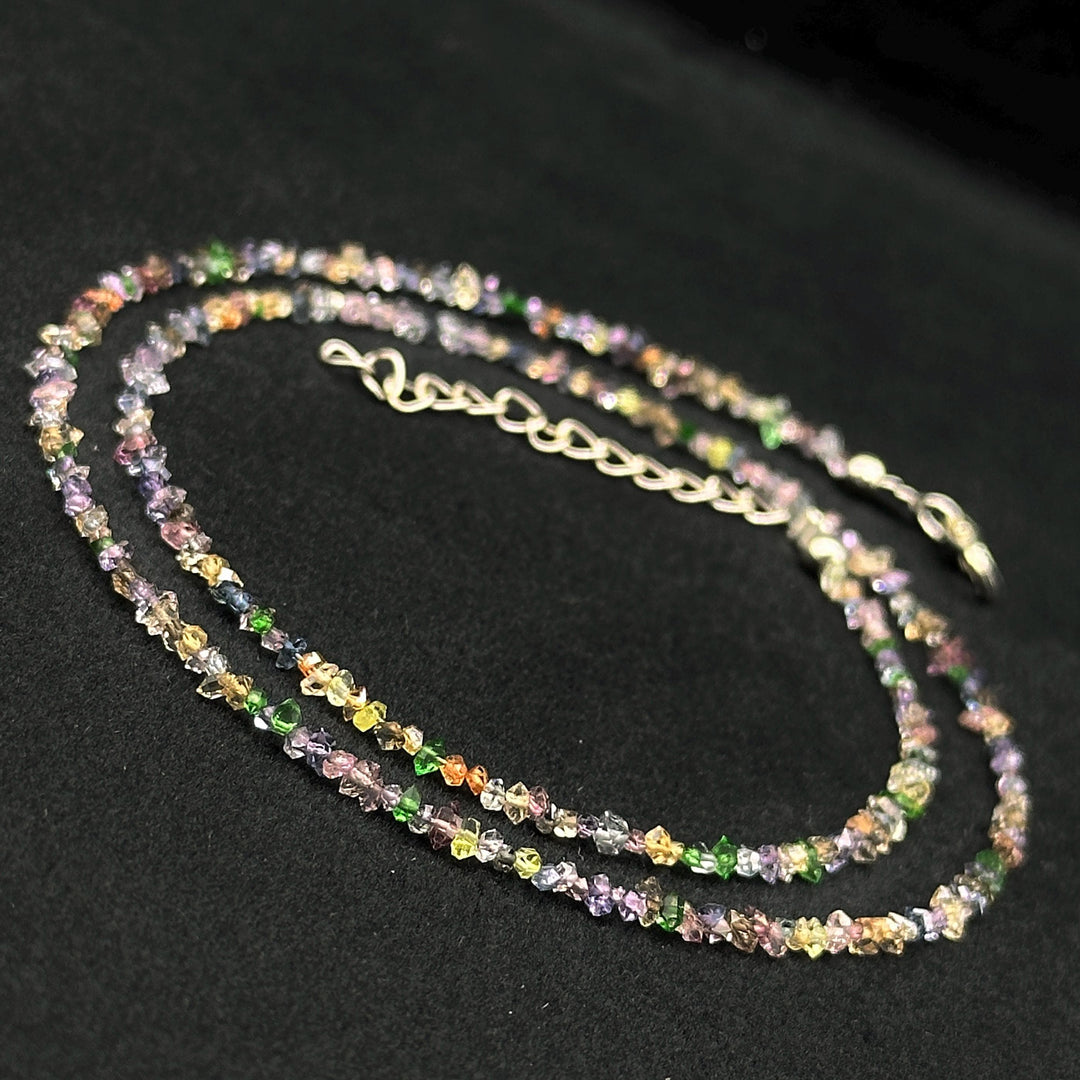 Herkimer Diamond Necklace: Raw Gemstone Beads, Sterling Silver (16 inches)