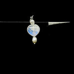 Load image into Gallery viewer, Flashy Rainbow Moonstone and Pearl Charms, AAA Moonstone Heart Silver Charms, Gemstone Beads, Craft Making, 925 Silver Charms Wholesale