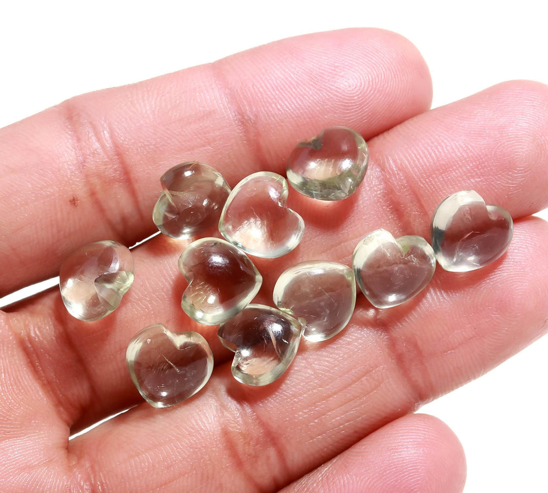 Natural Green Amethyst Smooth Heart Shape Beads, AAA Amethyst Jewelry Making Loose Heart Beads, Wholesale Beads, 12 MM