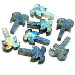 Load image into Gallery viewer, Labradorite Palm Tree Shape Gemstone, Hand Carved Tree Shape Stone, Unique Tree Carving for Jewelry Making, Flashy Labradorite, 28 MM
