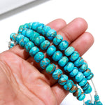 Load image into Gallery viewer, AAA Copper Turquoise Smooth Beads, Blue Copper Turquoise Smooth Rondelle Beads, 8 - 9 MM Healing Turquoise Beads for Jewelry, Loose Beads