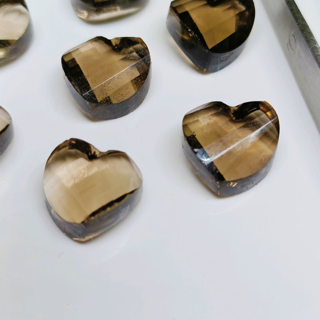 2,3,4,5,6 pcs 100% Natural smokey quartz twisted heart Shape Carved Gemstone, Loose Gemstone, fancy Shape Gemstone , Carved Gemstone 12 mm