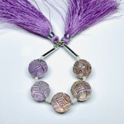2,3,4,5 pcs 100% Natural Ametrine Carved Melon Shape Carving, Melon Shape Gemstone, Gemstone For Jewellery, 10 mm