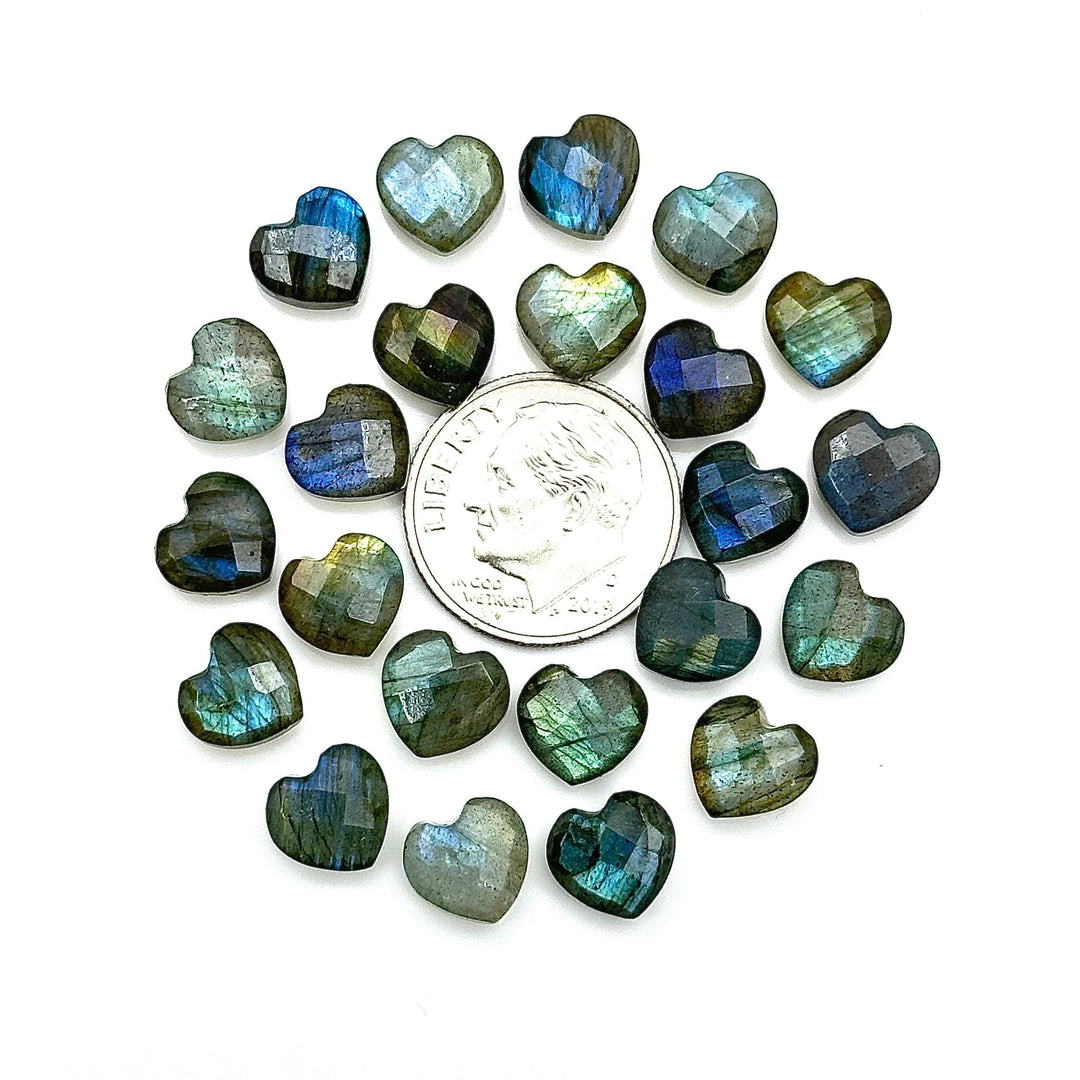 Flashy Labradorite Heart Shape Briolettes, Natural Labradorite Faceted Heart Shape Beads, Loose Gemstone, 8 MM Heart Charm Beads for Jewelry