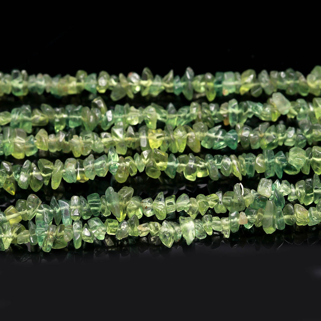 Green Apatite Uncut Beads Strand, Green Apatite Chips Beads for Jewelry Making, 16" Inch Uncut Chip Beads, Freeform Uncuts