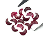 Load image into Gallery viewer, Red Colored Ruby Carved Moon Shape Beads, Faceted  Moon Shape Gemstone Beads For Jewelry, Moon Shape Charms Bead, Dyed Red Beads 12 MM