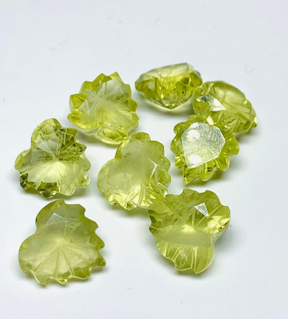 2,3,4,5 Pcs Natural Lemon Quartz Carved Heart Shape Gemstone, Heart Leaf Shape Carving Charms For Jewelry Making, Loose Gemstone Beads 10 mm