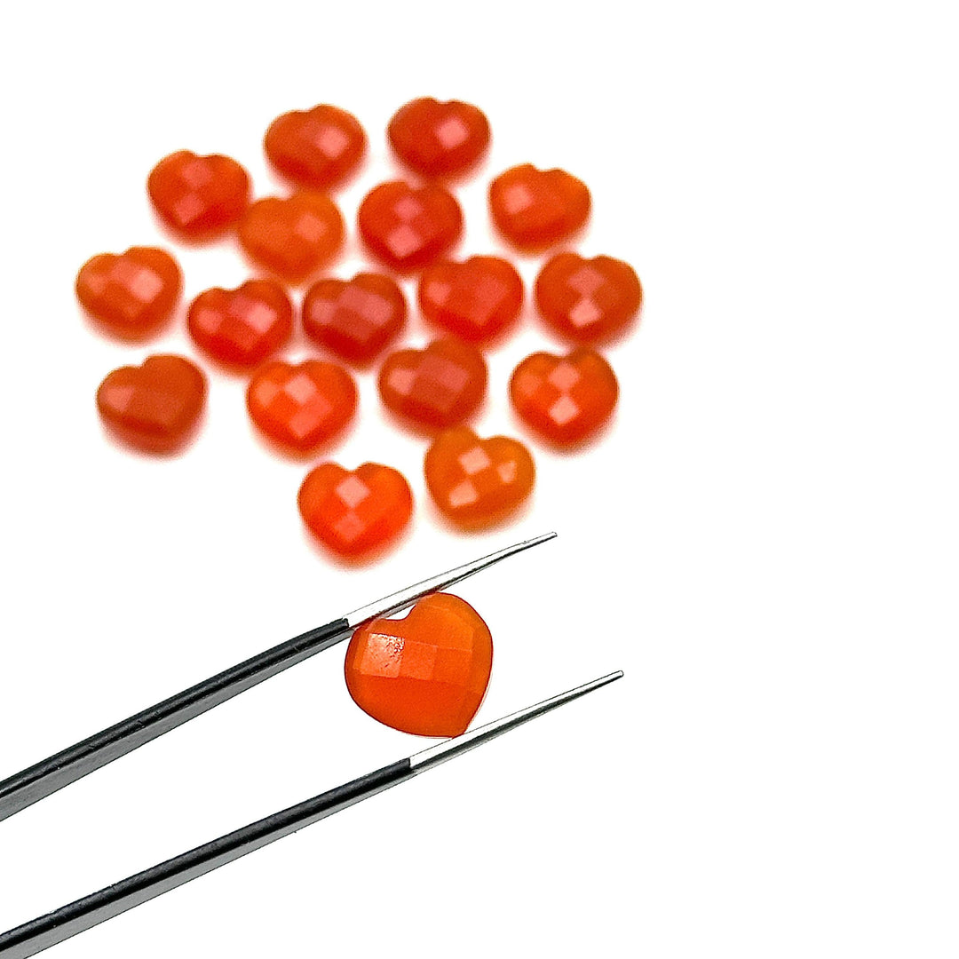 AAA Carnelian Heart Shape Briolette's, Natural Carnelian Faceted Heart Shape Beads, AAA Hand Carved Heart Charm, Jewelry Making Beads 12 MM