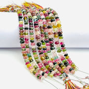 Faceted Watermelon Tourmaline Rondelle Beads: 5-6mm, 4 Inch Strand