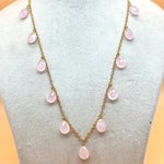Load image into Gallery viewer, Natural Rose Quartz Pear Beads Necklace, Faceted Drop Chain Necklace, Natural Gemstone Chain Jewelry, Meditation &amp; Healing Beads Necklace