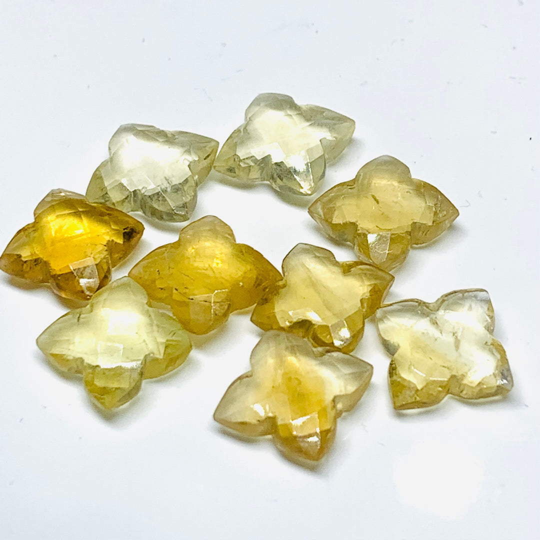 2,3,4,5 Pcs Natural Citrine Hand Carved Flower Shape, Carved Flower Shape Gemstone For Jewellery, Flower Shape Gemstone, 12 mm