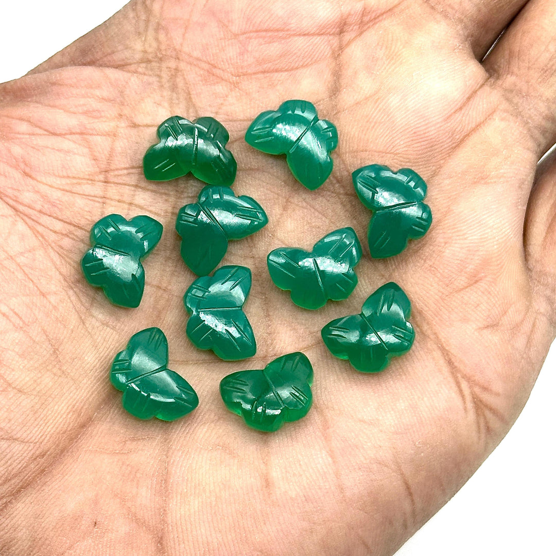 Natural Green Onyx Butterfly Shape Beads, AAA Green Onyx Hand Carved Butterfly Briolettes, Gemstone Carvings, 13 MM Mini Butterfly Charms