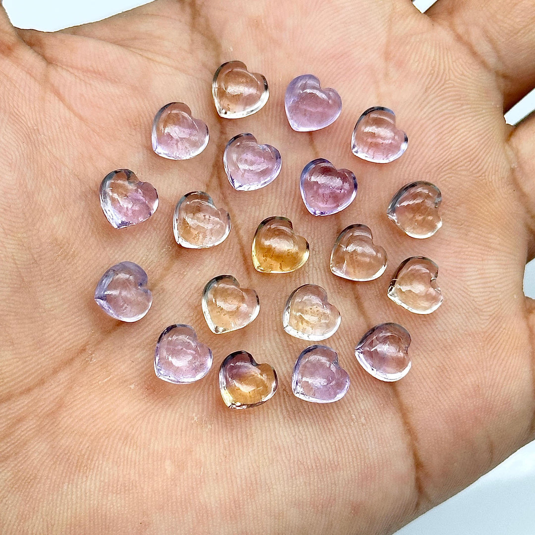 Natural Ametrine Heart Shape Briolette's, AAA Ametrine Smooth Heart Shape Beads, Hand Carved Gemstones, Jewelry Making Wholesale Beads 8 MM