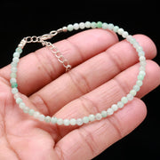 Natural Amazonite Beaded Bracelet, Amazonite Faceted Round Beads Bracelet, Gift For Her, 3 MM Beads Bracelet, 925 Silver Bracelet For Her