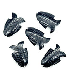 Load image into Gallery viewer, Natural Black Onyx Carved Fish Shape Gemstone, Hand Carved Fish Shape Gemstone, Jewelry Making Gemstones, 17X26 MM, Blue Fish Charm Pendant