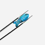Load image into Gallery viewer, Carved Copper Turquoise Fish Charm: Blue Briolette Bead, 25mm