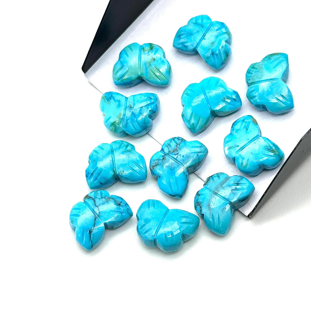 AAA Blue Turquoise Butterfly Shape Beads, Turquoise Hand Carved Butterfly Briolette, Gemstone Carving Beads, 13 MM Jewelry Making Charms