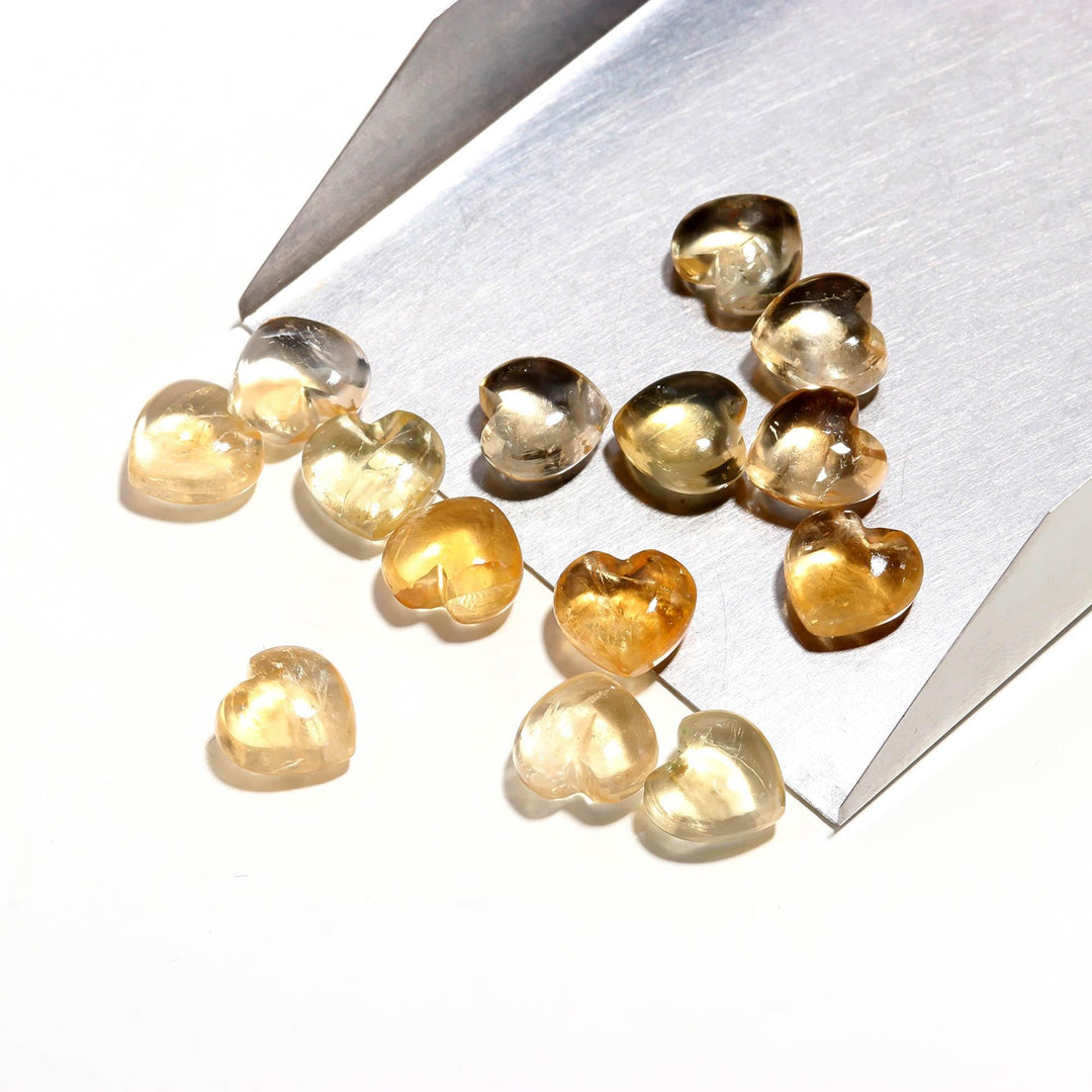 Genuine Citrine Heart Shape Beads, Yellow Citrine Smooth Heart Shape Charms, Plain Heart Briolette's for Jewelry Making, 8 MM, Loose Beads