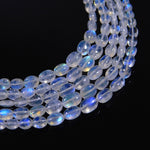 Load image into Gallery viewer, Superb Rainbow Moonstone Oval Shape Beads, Natural Rainbow Moonstone Smooth Oval Beads, 4-7 MM Blue Flashy Oval Beads, 4 Inch Strand