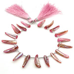 Load image into Gallery viewer, Beautiful Long Pink Sea Pearl Beads, Coated Teeth Shape Pearl Gemstone, 26 MM Fancy Jewelry Making Wholesale Beads, Sea Pearl for Diy Craft