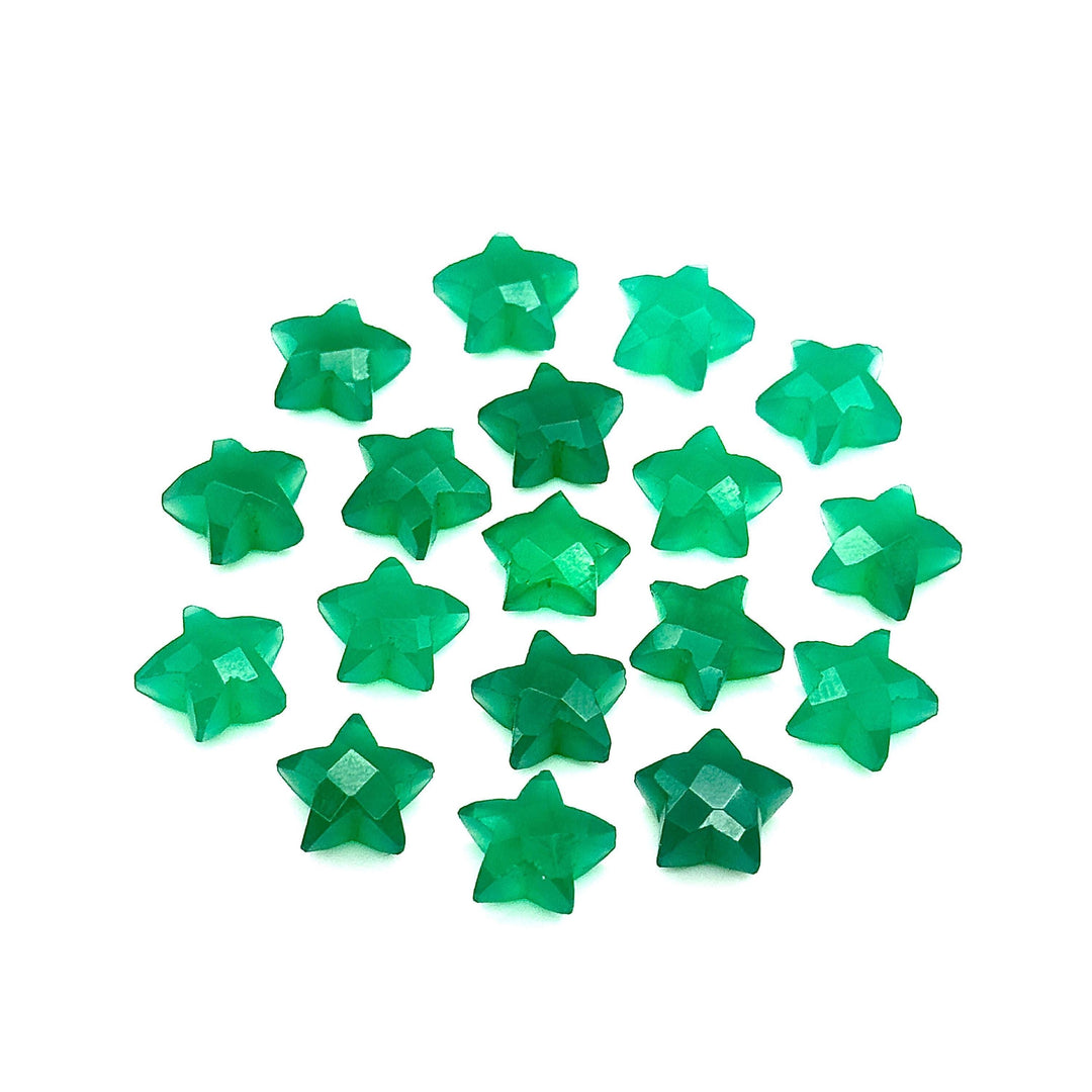 Natural Green Onyx Star Shape Briolettes, Green Onyx Hand Carved Faceted Star Shape Beads, Loose Star Charm Beads for Jewelry Making, 10 MM