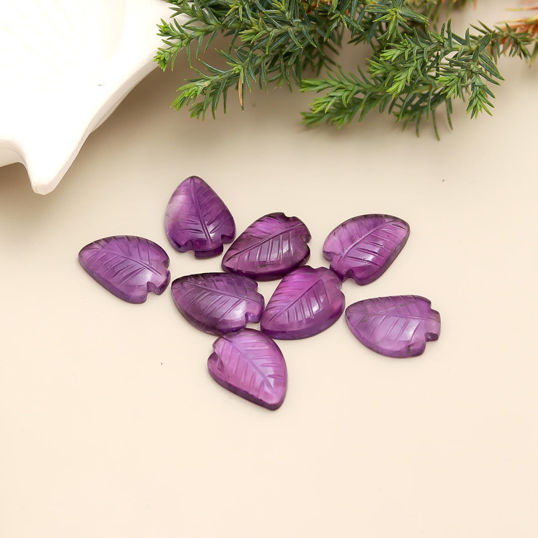 Purple Amethyst Leaf Shape Beads, Carved Amethyst Leaf Shape Gemstone Briolettes, Leaves Beads, 17 MM Loose Leaf Charms, February Birthstone