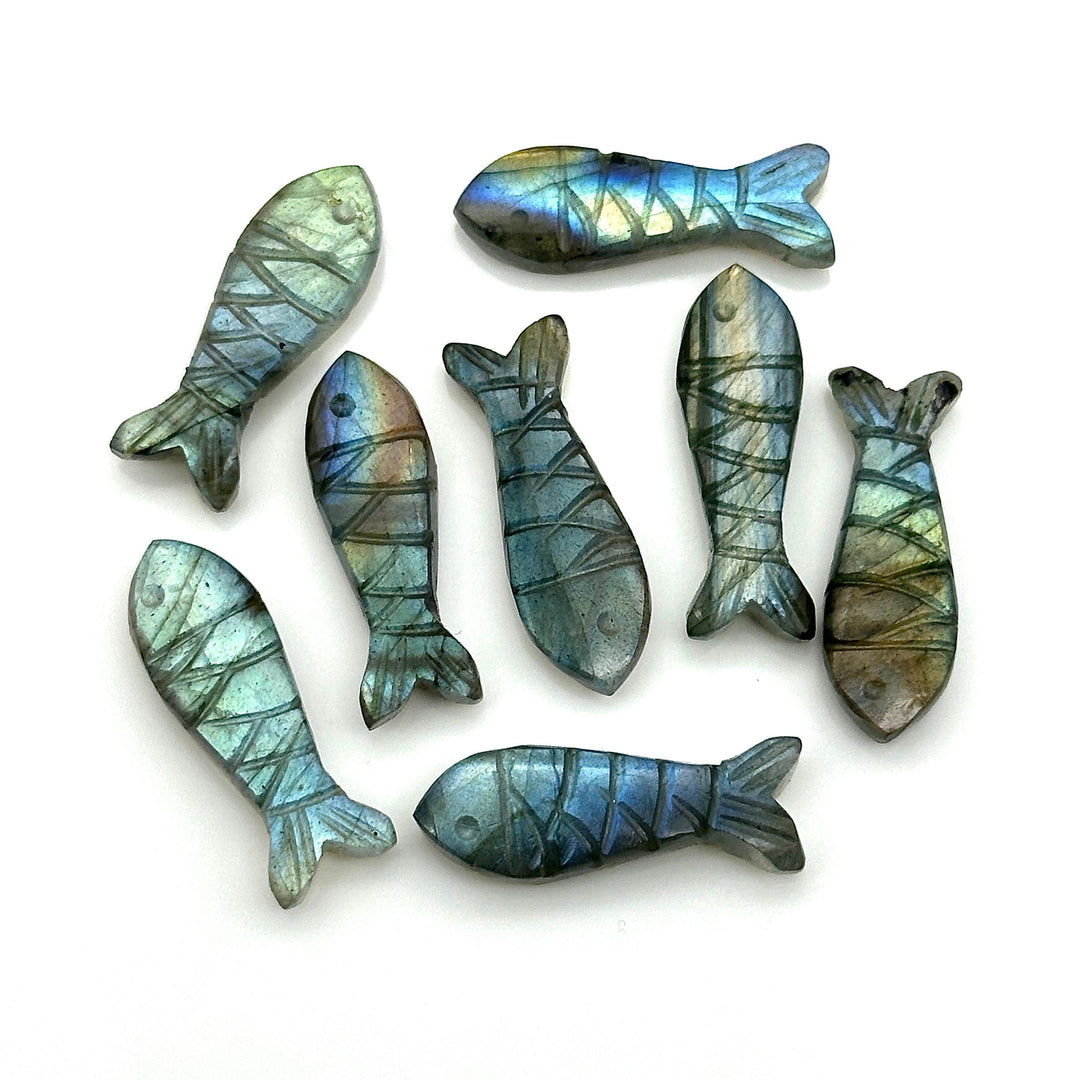 Natural Labradorite Fish Shape Carving, Flashy Labradorite Fish Briolette's, Sea Fishes, 25 MM, Fish Charms for Jewelry, Healing Labradorite
