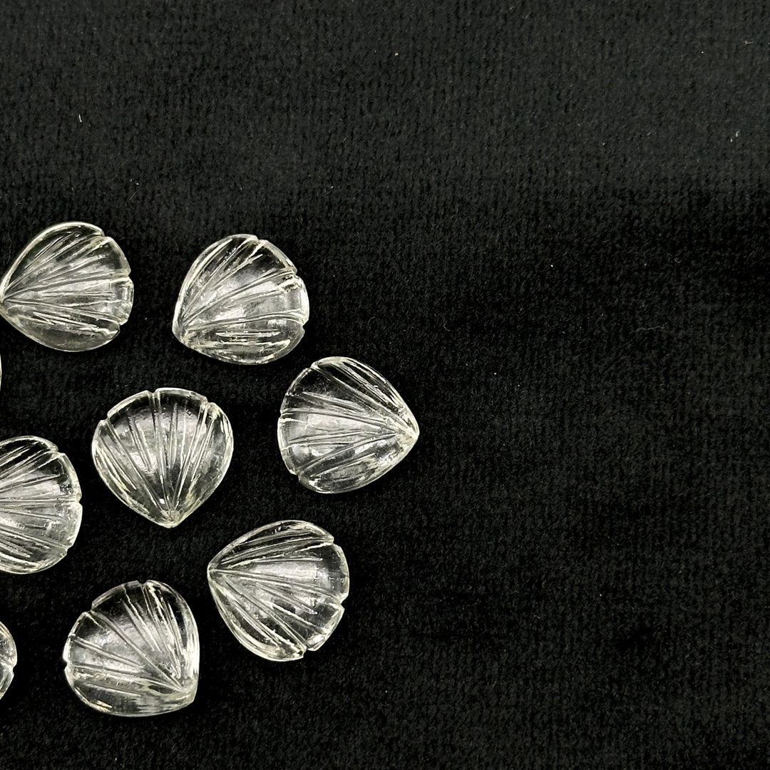Natural Crystal Quartz Carved Shell Shape Beads, 12 MM Shell Beads, Carved Gemstone, Seashell Charm Gemstone, Hand Carved Shell Charms Beads