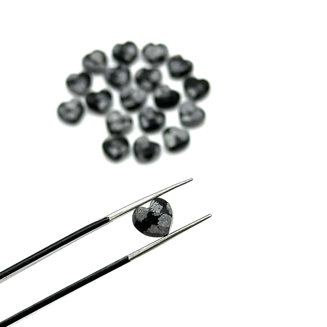 Snowflake Obsidian Heart Shape Briolette's, Faceted Heart Shape Beads, Jewelry and Craft Wholesale Beads 8 MM, Hand Carved Gemstones