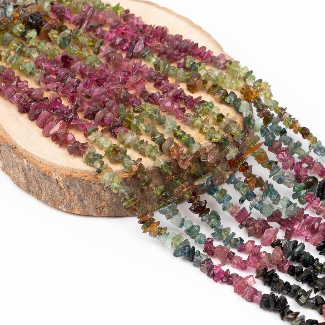 Watermelon Tourmaline Uncut Shape Beads, 16" Multi Tourmaline Uncut Bead, Natural Tourmaline Uncut Beads Strand, 4 MM, Nuggets & Chips Beads