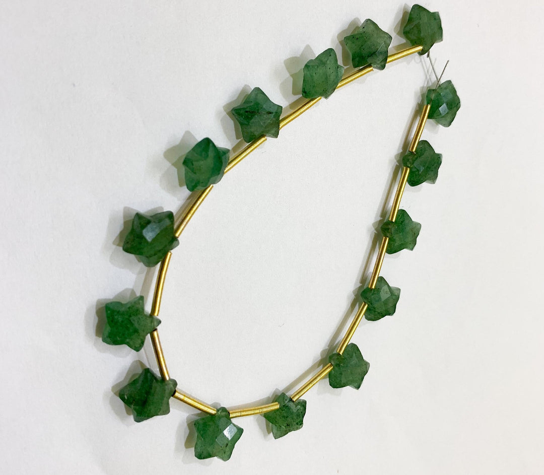 Natural Green Aventurine Star Shape Briolettes, Hand Carved Faceted Star Shape Beads, Wholesale Loose Star Carving Beads for Jewelry, 10 MM
