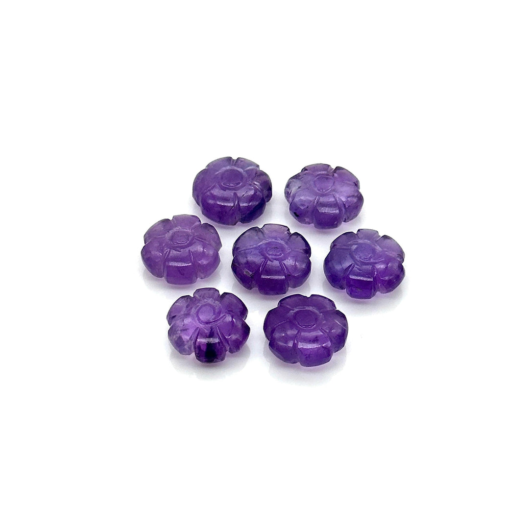 Natural Amethyst Flower Shape Beads, Purple Amethyst Flower Shape Carving, Jewelry Making Loose Gemstone Charms, 12 MM, Carved Crystals