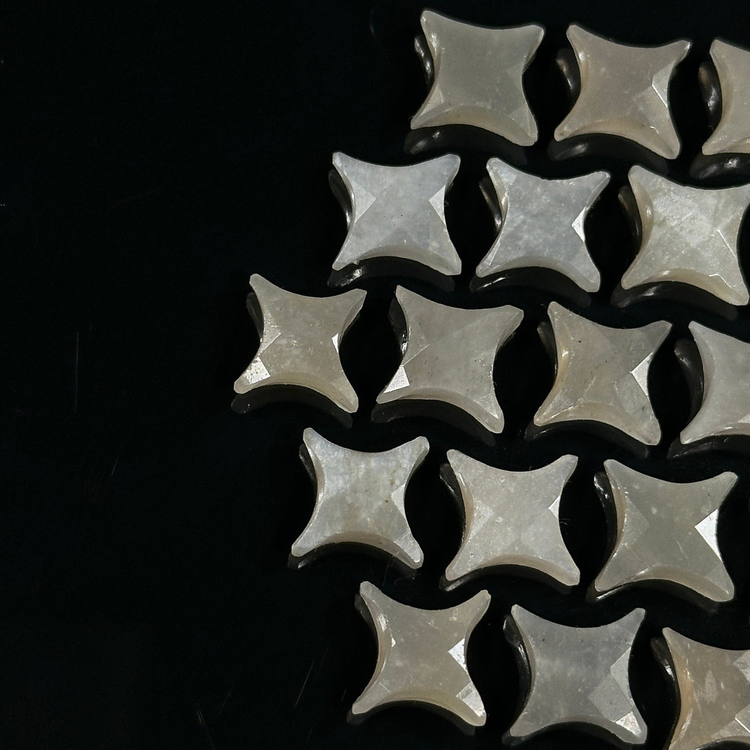 Natural Grey Moonstone Ninja Star Shape Carving Beads, Fancy Star Shape Gemstone Beads, 11X15 MM Jewelry Making Star Shape Briolettes Beads