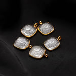 Load image into Gallery viewer, Natural Crystal Quartz Flower Pendant 17mm, 925 Sterling Silver Gold Plated Square Shape Charms for DIY Jewelry