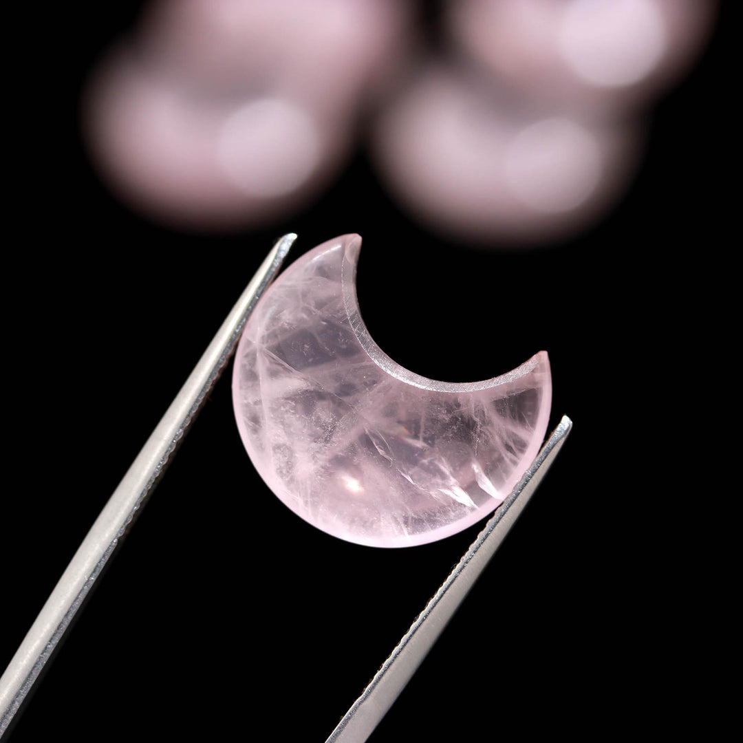 Rose Quartz Cresent Moon Shape Beads18 MM, Rose Quartz Half Moon Briolette's, Jewelry Making Hand Carved Smooth Gemstone Charms,