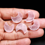 Load image into Gallery viewer, Rose Quartz Cresent Moon Shape Beads18 MM, Rose Quartz Half Moon Briolette's, Jewelry Making Hand Carved Smooth Gemstone Charms,