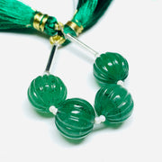 1,2,3,4,5 pcs 100% Natural Green Strawberry Carved Melon Shape Beads Strand, Melon Shape Gemstone, Gemstone For Jewellery, 12 mm