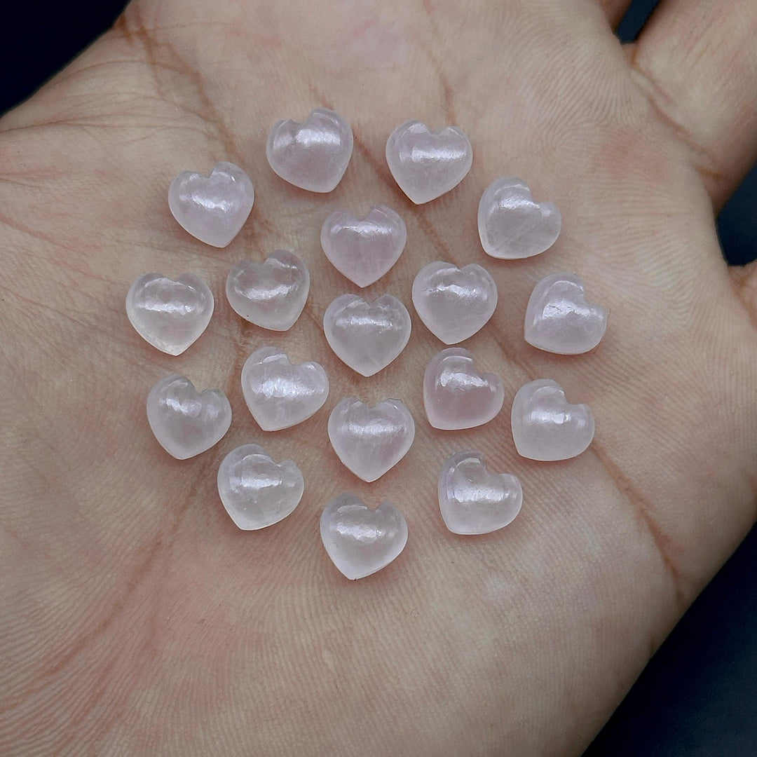 Mini Rose Quartz Heart Shape Beads, Natural Rose Quartz Smooth Heart Beads, Jewelry Making Plain Pink Heart Gemstone Briolette's, 8 MM