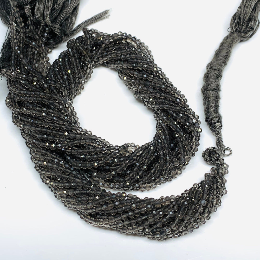 AAA Quality Natural Smokey Quartz  faceted  Rondelle Shape 13.5 Inch Beads Strand, Labradorite Smooth Plain Beads, Gems For Jewellery