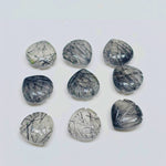 Load image into Gallery viewer, Handmade Black Rutile Sea Shell Briolettes: Carved Gemstone, 12mm