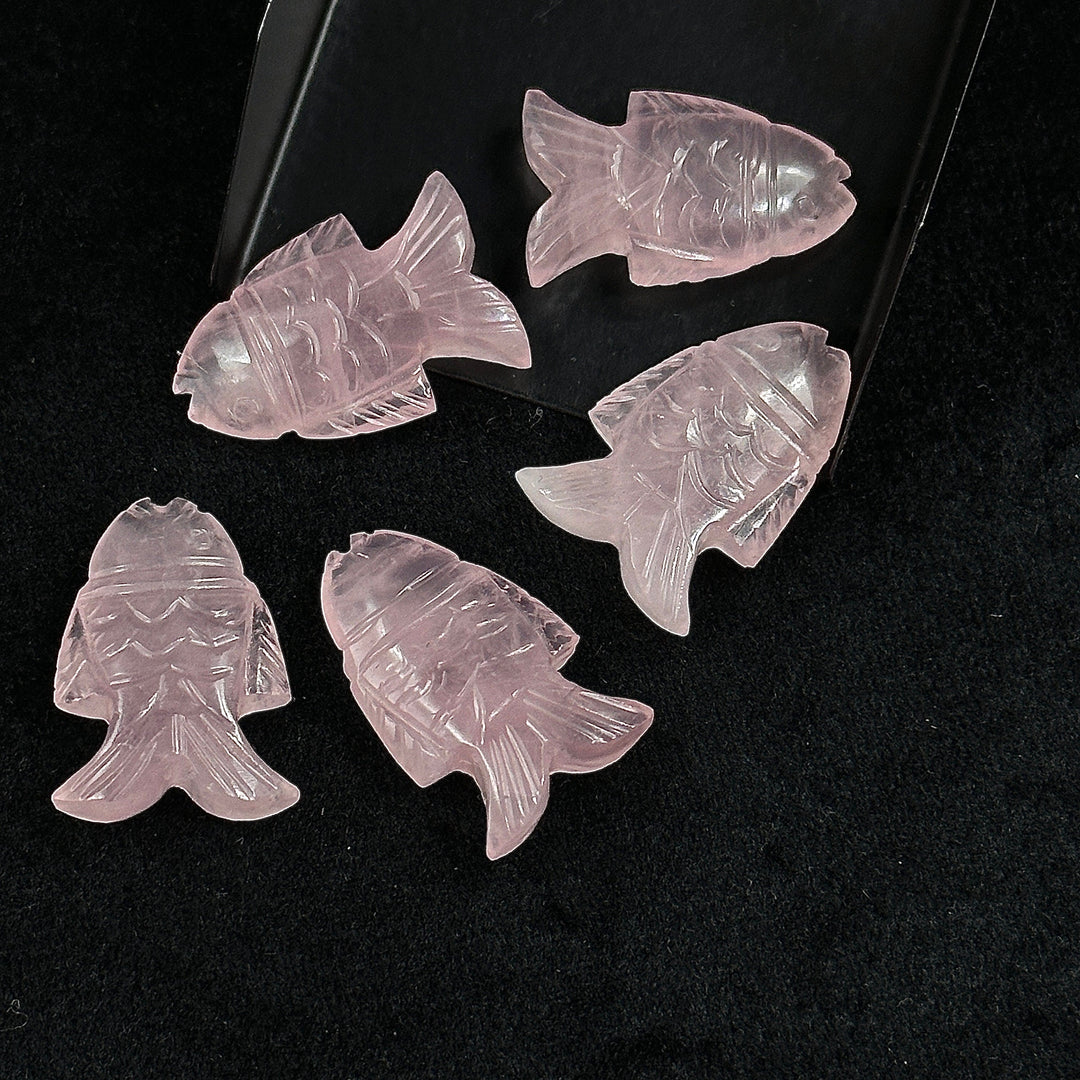 Genuine Rose Quartz Fish Carving, Hand Carved Fish Shape Gemstone, Natural Rose Quartz, 17X26 MM, Feminine Energy Fish Charm Healing Crystal