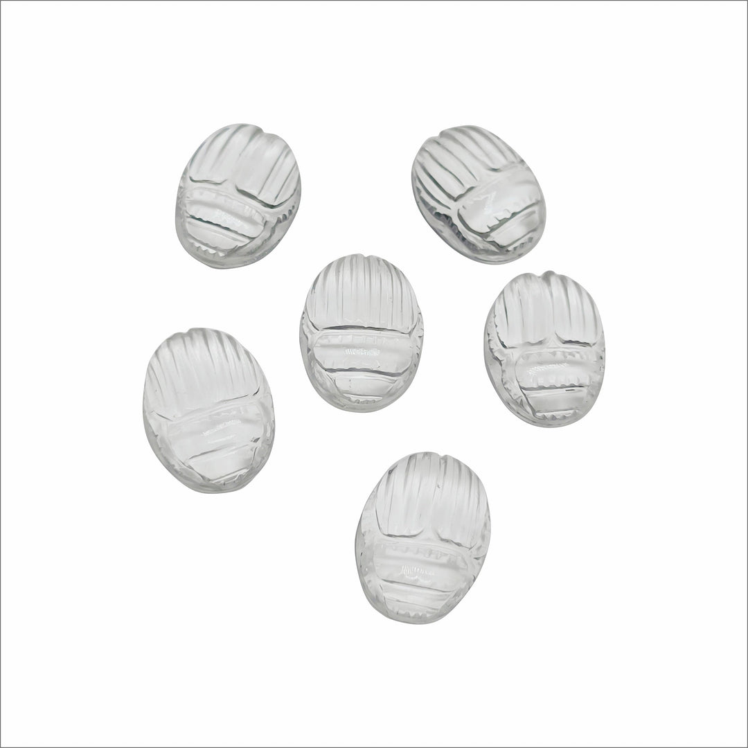 1,2,3,4,5,6 pcs Natural Crystal Quartz Scarab Face Carved Gemstone, Fancy Shape Scarab Carving, Hand Carved Gemstone for Jewlery 16X12 mm