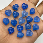 Load image into Gallery viewer, Pretty Blue Chalcedony Heart Shape Beads, Hand Carved Heart Charms for Jewelry Making, Faceted Heart Shape Briolette's, 13 MM