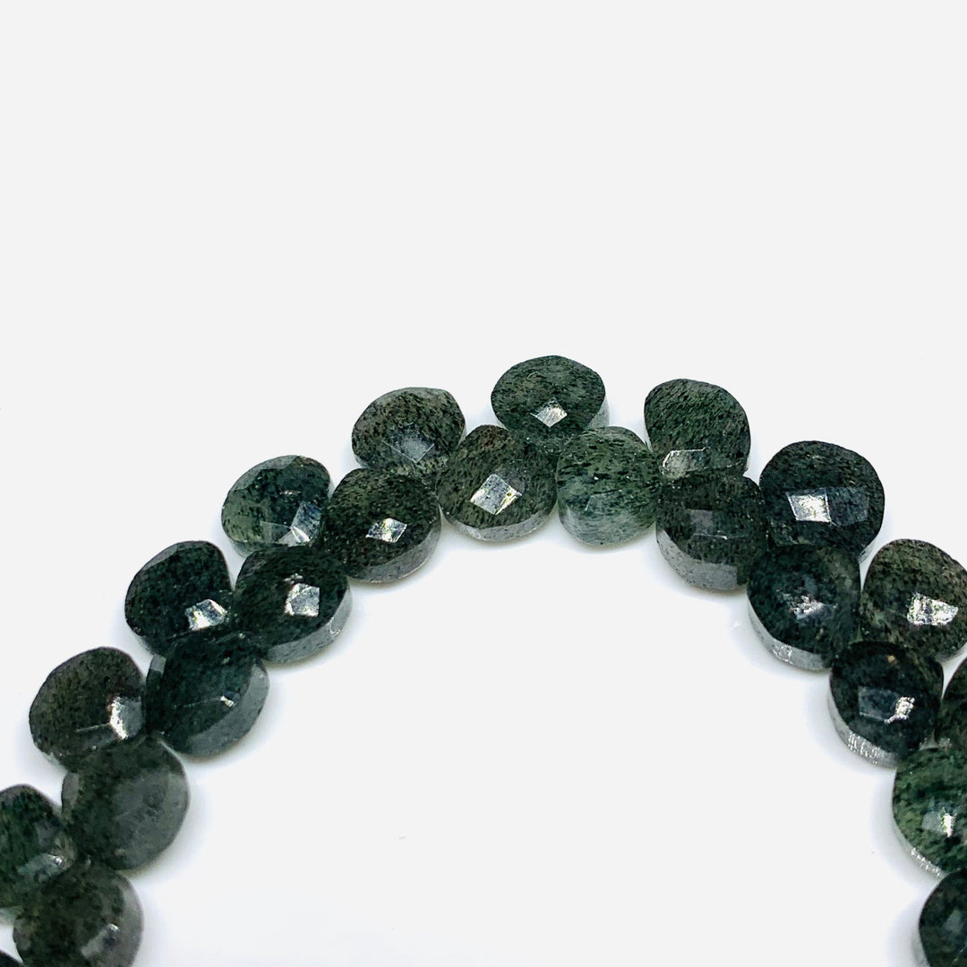 AAA Quality Natural Black Sunstone Faceted Heart Shape Beads, 7" Heart Shape Gemstone Beads, Heart Shape Briolette's For Jewelry, 5X6 MM