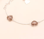 Load image into Gallery viewer, Natural Smokey Quartz Heart Shape Beads Bracelet, Brown Quartz Heart Beads Bracelet, Girl's Gift Chain Bracelet, 925 Silver Gift for Her