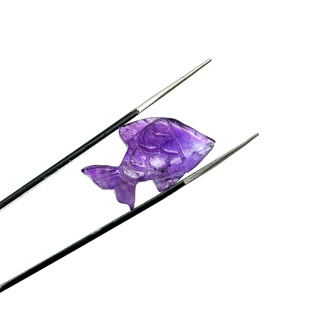 Carved Amethyst Fish Shape Stone, Natural Amethyst Fish Shape Gemstone, Healing Chakra Stone, Purple Amethyst, 25 MM, Loose Fish Charms
