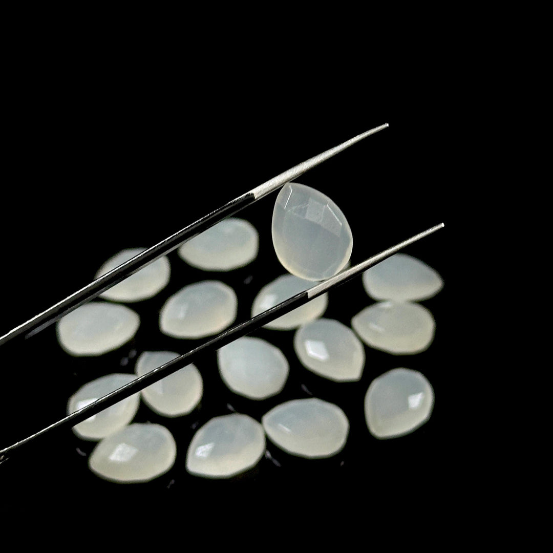Natural White Moonstone Faceted Pear Shape Beads, 9X12 MM AAA+ Quality Moonstone Briolette's Beads, Matched Pairs, Jewelry Making Beads