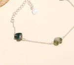Load image into Gallery viewer, Natural Moss Agate Heart Beads Bracelet, Tree Agate Shape Heart Beads Bracelet, Girl's Gift Chain Bracelet, 925 Silver Gift for Her