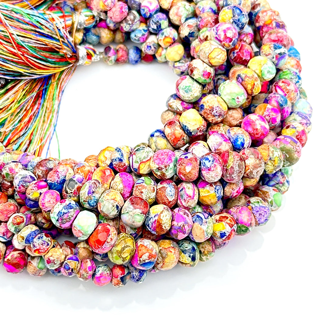 Amazing Colorful Turquoise Beads, Rainbow Turquoise Faceted Rondelle Beads, 8-10 mm, 4 Inch, Wholesale Jewelry Making Beads, AAA Turquoise