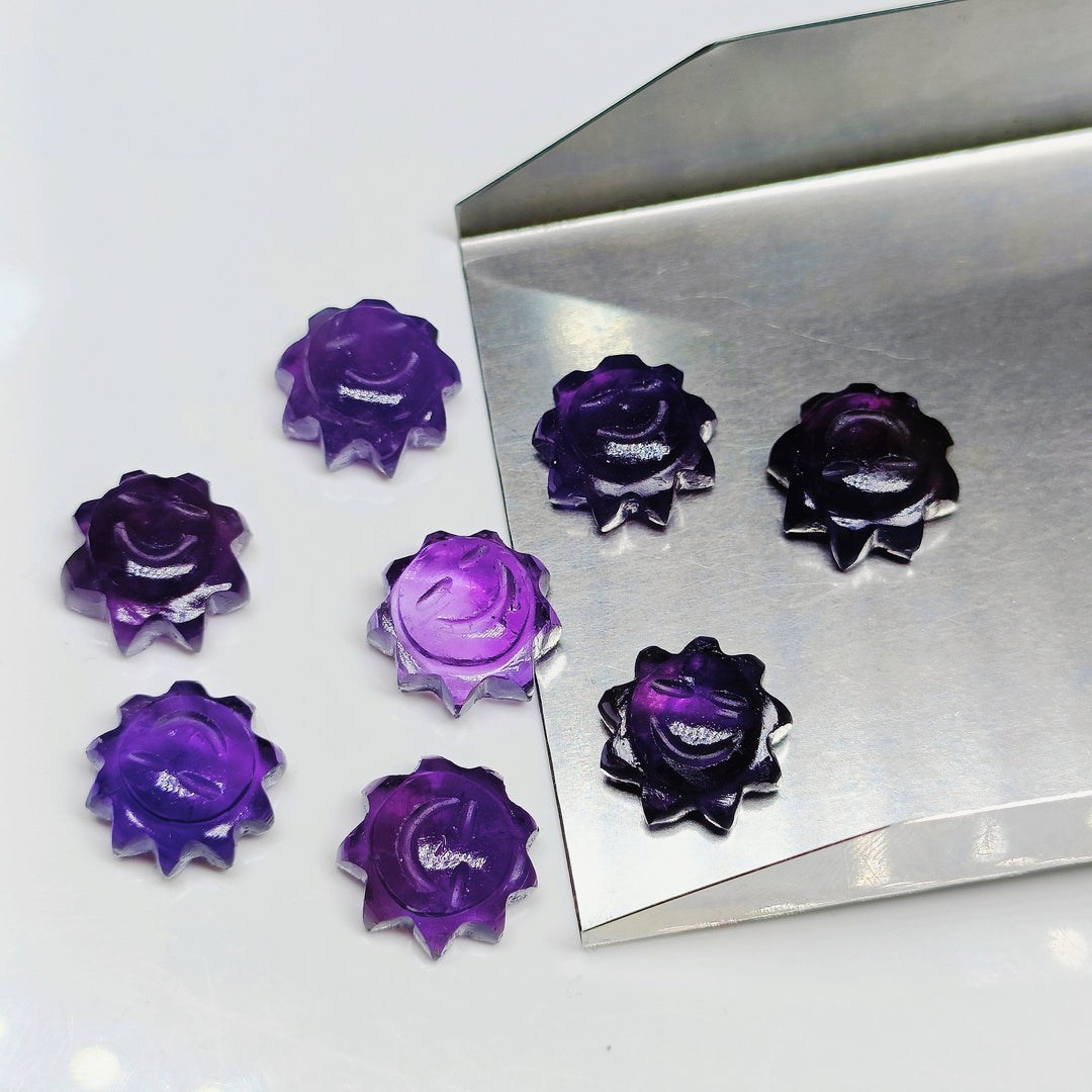 Natural Amethyst Sunflower Shape Hand Carved Gemstone, Loose Gemstone, Fancy Shape Carving Gemstone Beads for Jewlery, Carved Gemstone 12 MM